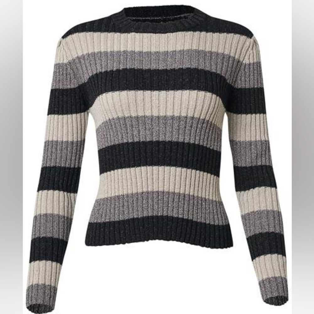 💲⬇ PRICE DROP Striped ribbed crew neck crop sweater